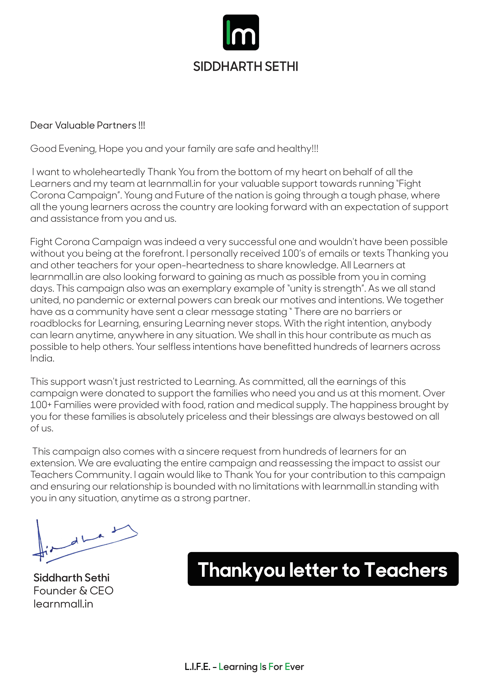 thank you letter to industry experts
